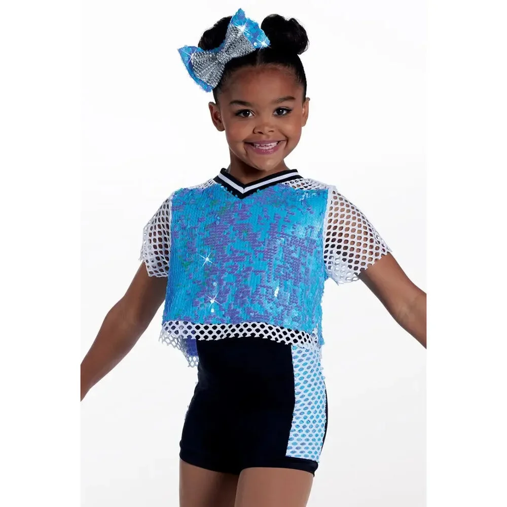 Pre-Owned Dance Costume Weissman 14190 Intermediate Child Blue Jazz